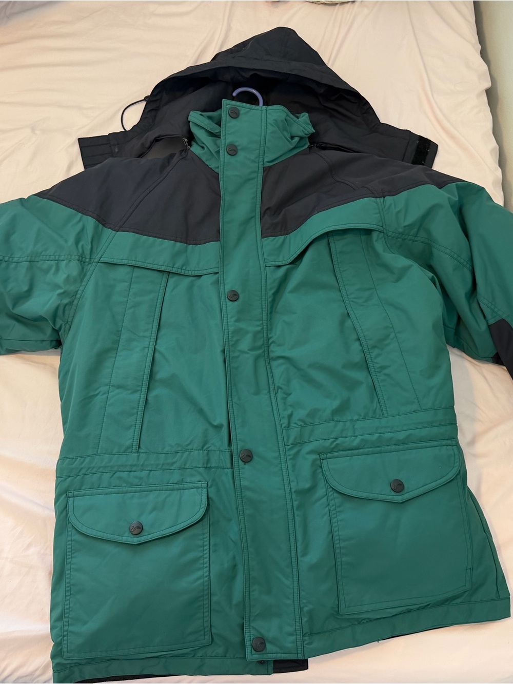 Green and Black Hooded Winter Parka